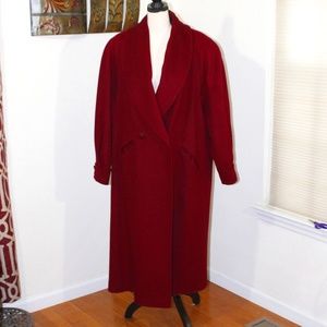 Ashley Scott, 100% wool Vintage  long red winter coat